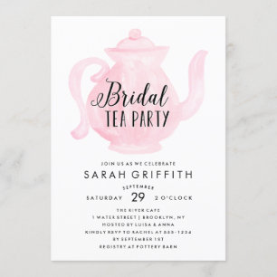 Mod Bridal Shower Tea Party Pink Invitation