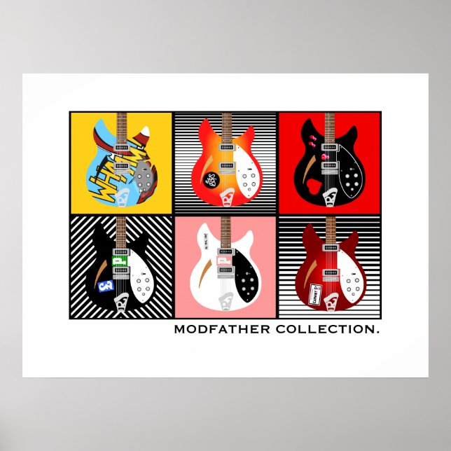 Mod Brit Pop Art electric guitar collection Poster (Front)