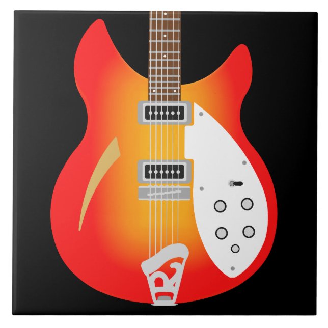 Mod Brit Pop Art Ricky Guitar Tile (Front)