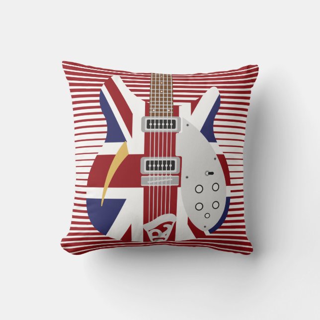 Mod Brit Pop art Union Jack guitar Cushion (Front)
