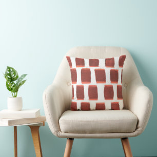 Mod Brown and Orange Abstract Design Throw Pillow