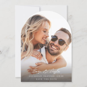 MOD Calligraphy Photo Vertical Save the Date Arc Invitation