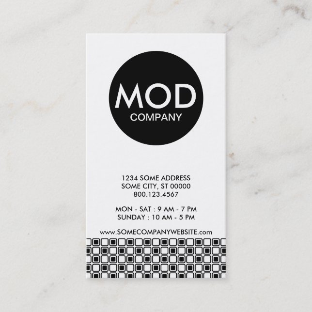mod centre company business card (Front)