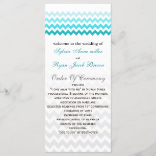 Mod chevron aqua Ombre Wedding program Programme