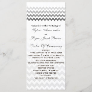 Mod chevron grey Ombre Wedding program Programme