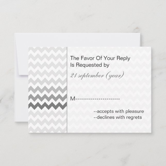 Mod chevron grey  Ombre wedding rsvp 3.5 x 5 Card (Front)