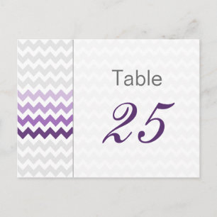 Mod chevron purple Ombre wedding table numbers Postcard