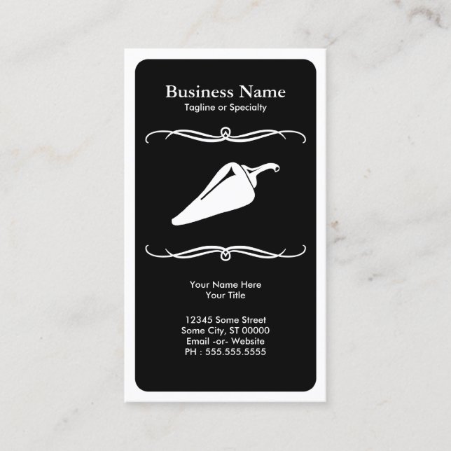 mod chilli pepper : black and white business card (Front)