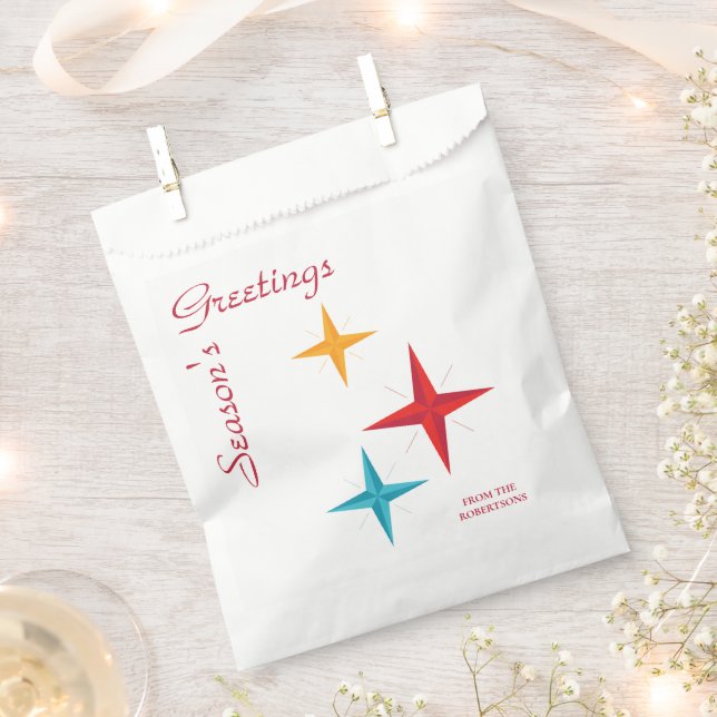 Mod Christmas Stars, Mid-Century Modern Holiday Favour Bags (Clipped)