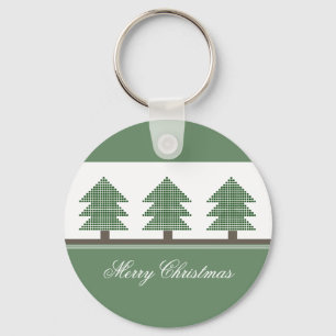 Mod Christmas Trees Holiday Keychain