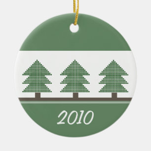 Mod Christmas Trees Round Ornament