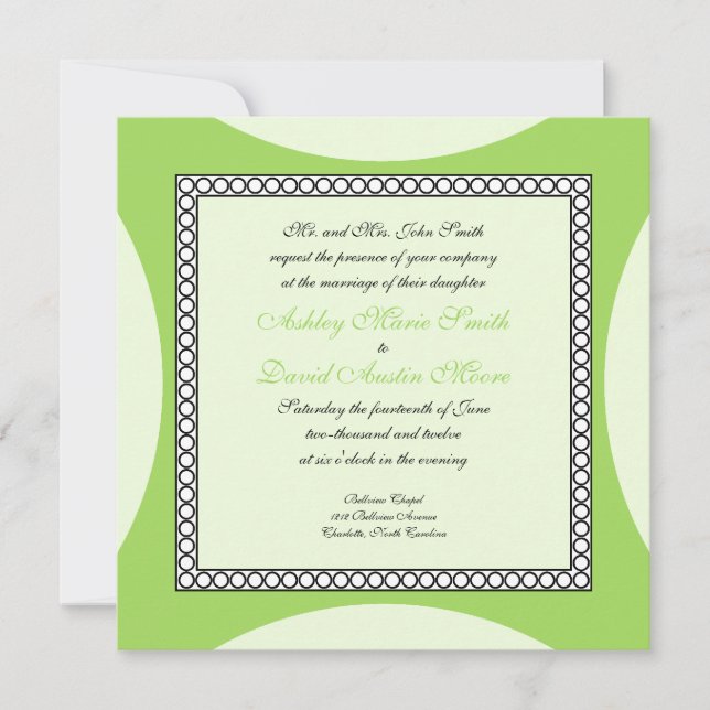 Mod Circles - Lime Wedding Invitation (Front)