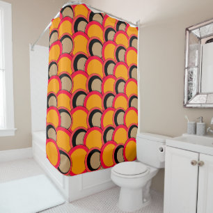 Mod Circles Orange Shower Curtain