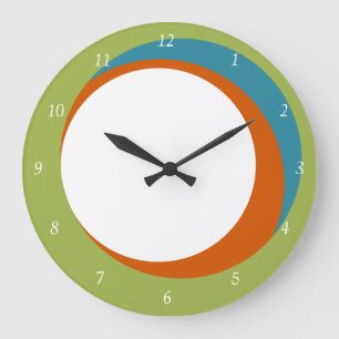 Mod Circles Wall Clock Green, Orange and Aqua
