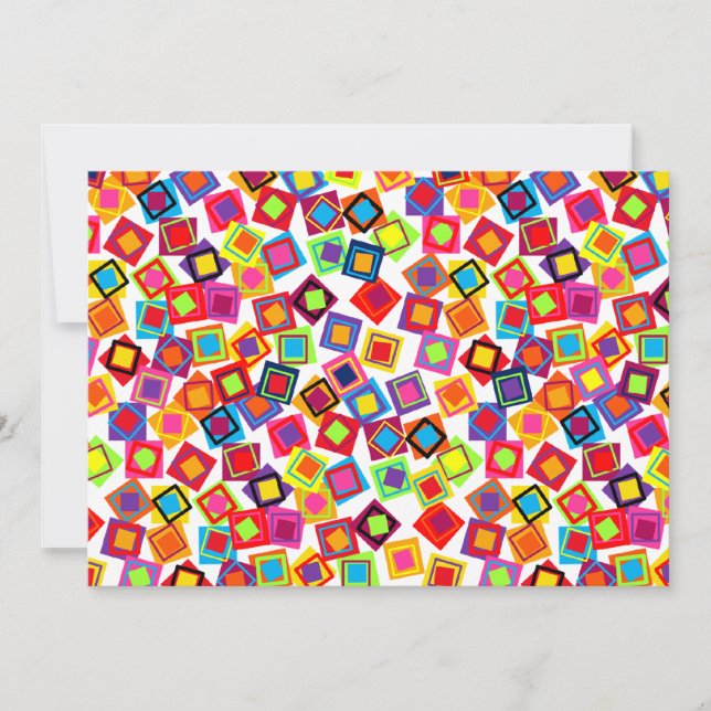 Mod Colourful Squares Invitation (Front)