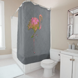 Mod Colourful Summer Flamingo Chic Modern Grey Shower Curtain