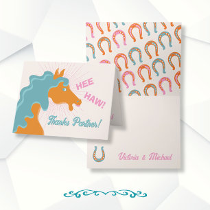 Mod Cowboy Western Horse Thank you note Card