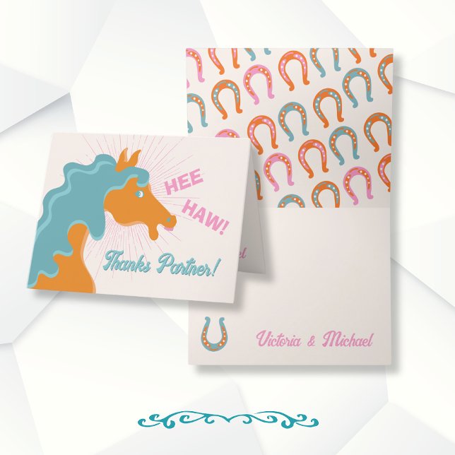 Mod Cowboy Western Horse Thank you note Card (Creator Uploaded)