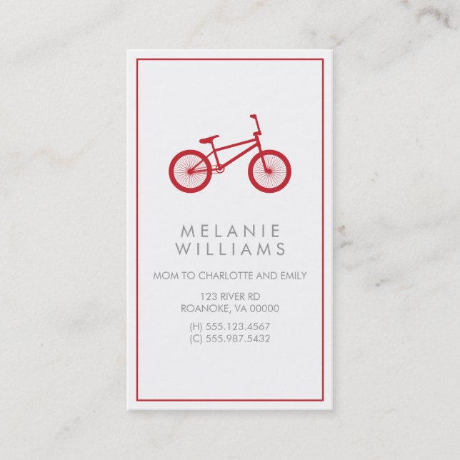 Mod Cranberry Red Bicycle Calling Card (Front)