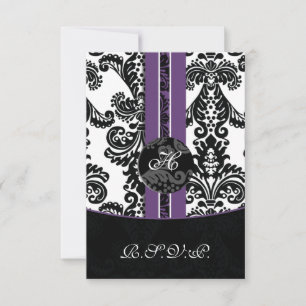 mod damask purple rsvp cards standard 3.5 x 5