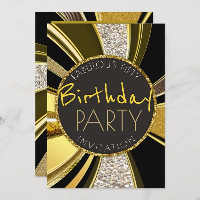 Mod Deco Fabulous 50 Birthday Stylish Glam Party Invitation (Front/Back)