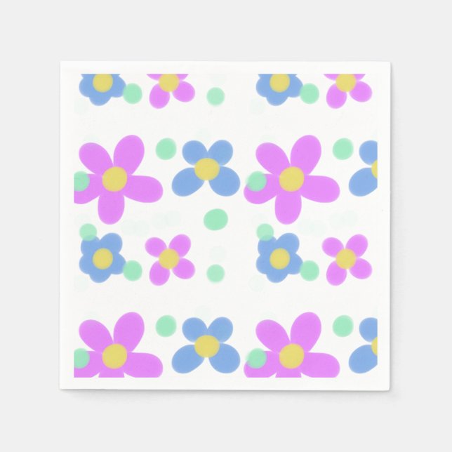 Mod Dots Floral Print  Napkin (Front)