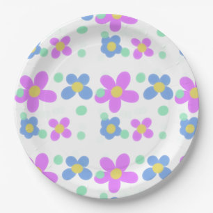 Mod Dots Floral Print Paper Plate