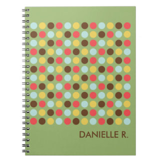 Mod dots pattern orange green personalised journal