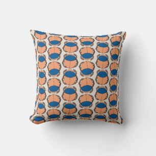 Mod Egyptian Scarab Motif Pattern Throw Pillow