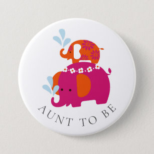 Mod Elephant Baby Shower Aunt to Be 7.5 Cm Round Badge