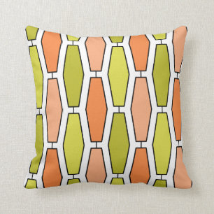 Mod Elongated Hexagon, Orange and Avocado Cushion