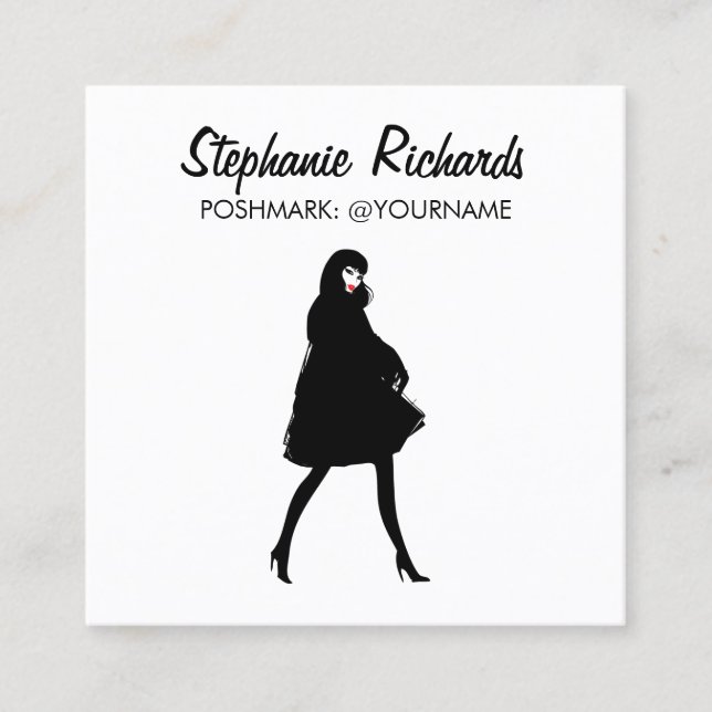 Mod Fashion Girl Boutique, Poshmark Seller Square Business Card (Front)