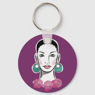 Mod Fleur 1960s Woman Key Ring