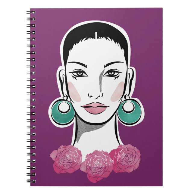 Mod Fleur 1960s Woman Spiral Notebook (Front)