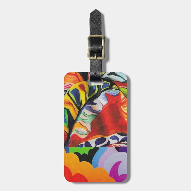 mod floral paisley abstract luggage tag (Front Vertical)