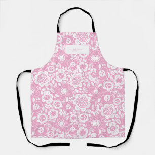 Mod Floral Patter with Script Name Apron
