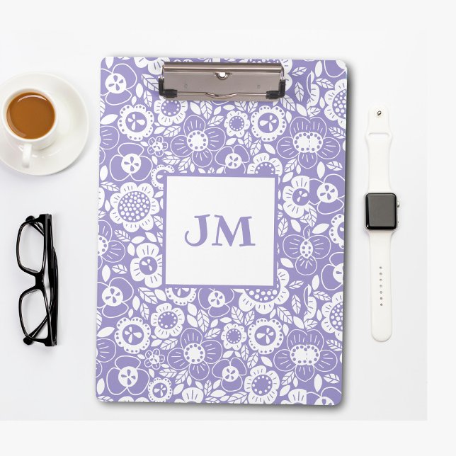 Mod Floral Pattern with Initials Clipboard (Creator Uploaded)