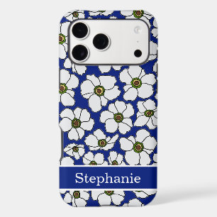 Mod Floral Print On Blue With Personalisation