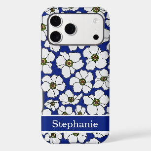 Mod Floral Print On Blue With Personalisation