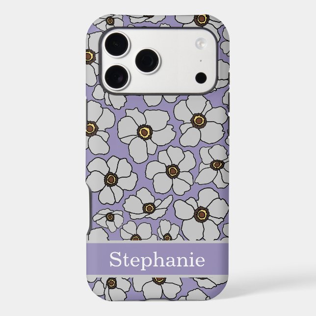 Mod Floral Print On Lavender With Personalisation  (Back)