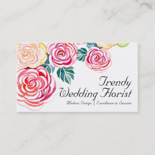 Mod Floral Roses Modern Art Flower Weddings Business Card
