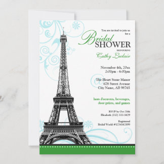 Mod Flourish Eiffel Tower Parisian Bridal Shower Invitation