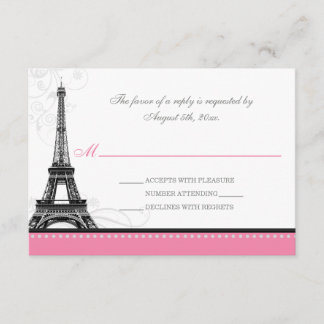 Mod Flourish Eiffel Tower Parisian Pink RSVP Cards