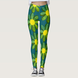 Mod flower leggings  yellow, and green