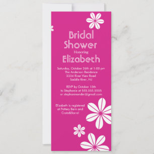 Mod Flowers Bridal Shower Invitation Hot Pink