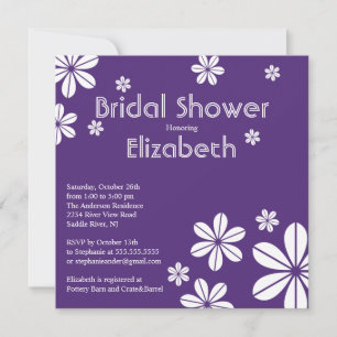 Mod Flowers Bridal Shower Invitation Purple