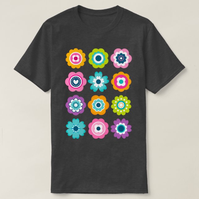 Mod Flowers Spring Colours T-Shirt (Design Front)