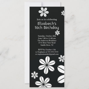Mod Flowers Sweet Sixteen Birthday Invitation