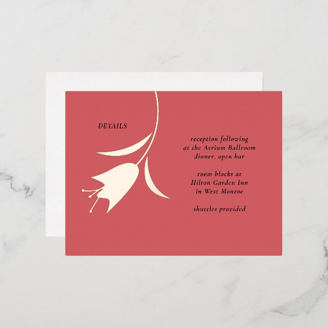 MOD FOIL TULIP WEDDING ENCLOSURE CARD (Front/Back)