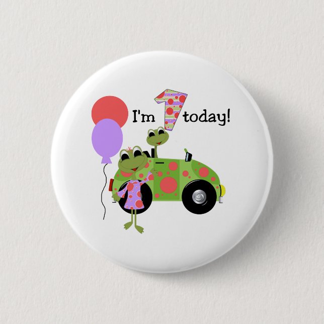 Mod Frogs 1st Birthday 6 Cm Round Badge (Front)